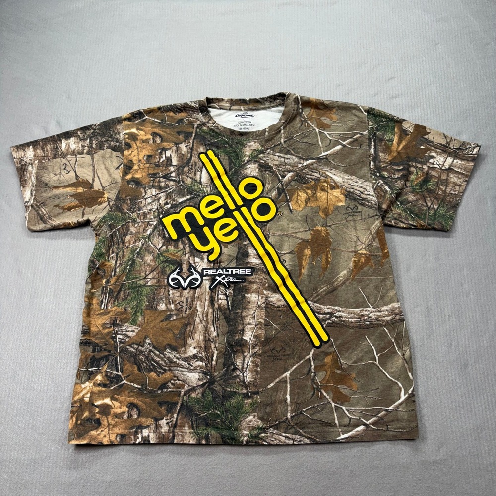 Realtree Mello Yello T-Shirt Mens Large Camo Short Sleeve Soda Graphic Tee‎